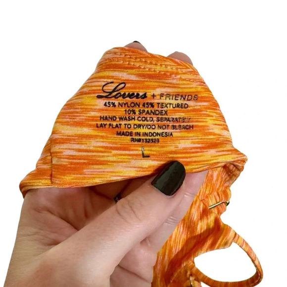 NWT Lovers + Friends Lucky Top (L) & Bottom (M) Bikini Orange Space Dye Revolve - Picture 12 of 13